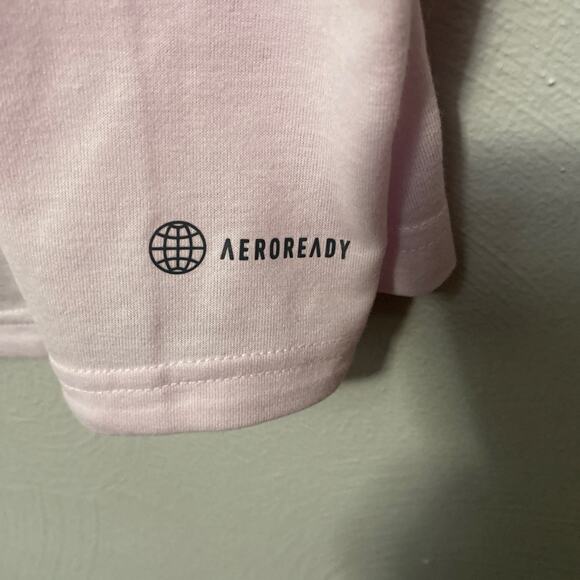 Adidas Pink Animal Print Tiger AEROREADY Wicking Cropped Loose Fit T-Shirt XL - Picture 8 of 10